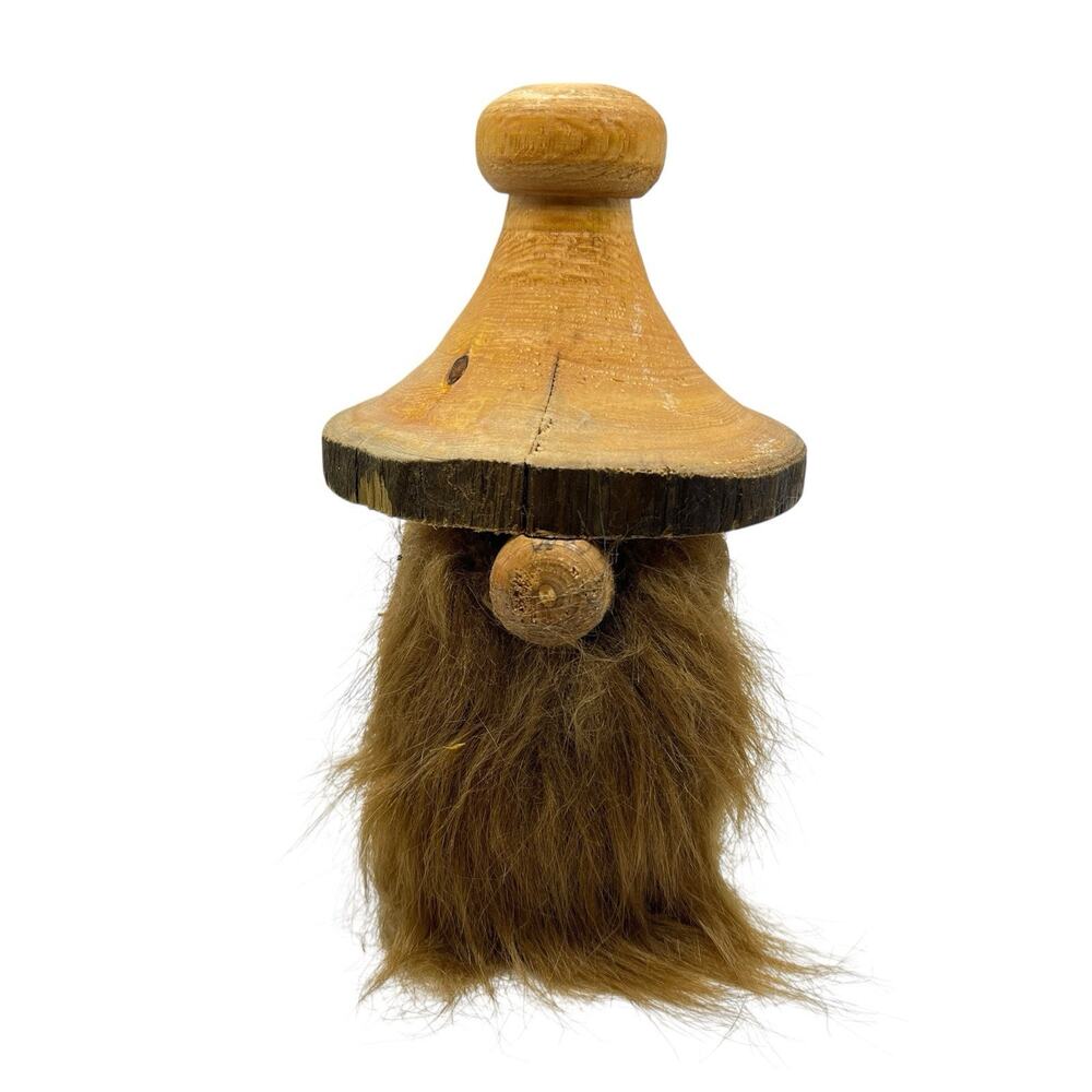 Gnome Wooden Hand Turned Vintage Retro Kitsch Fence Post Art Papa's Wood Shop